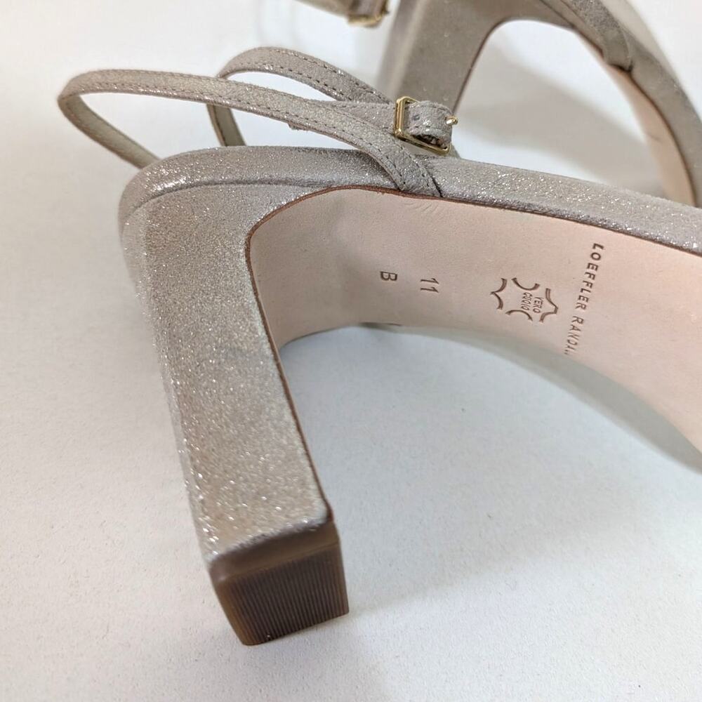 Loeffler Randall Shay Rhinestone Ankle Strap Sandals Heels Metallic Size 11 - Picture 10 of 13